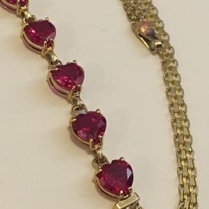 Ruby 10K gold heart bracelet